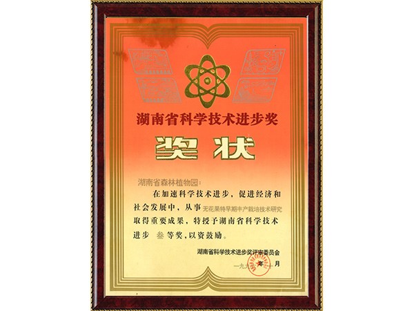 无花果特早期丰产栽培技术研究（省科技进步三等奖）---1996.10